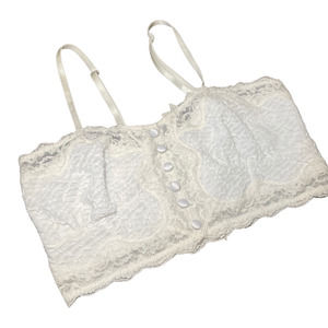 Free People White Lace Button Bralette Crop Top Size S